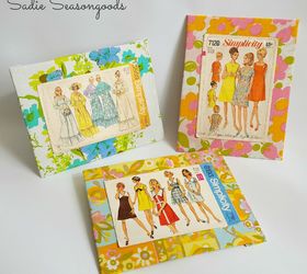 vintage sewing pattern wall art, reupholster, wall decor