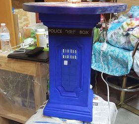 diy dr who tardis table lamp, crafts, lighting, painted furniture