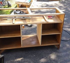 this buffet will be turned into a gorgeous barnwood top kitchen isla, chalk paint, diy, kitchen design, kitchen island, painted furniture, repurposing upcycling, woodworking projects