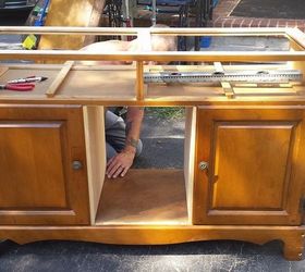 this buffet will be turned into a gorgeous barnwood top kitchen isla, chalk paint, diy, kitchen design, kitchen island, painted furniture, repurposing upcycling, woodworking projects