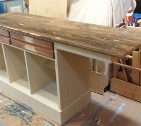 this buffet will be turned into a gorgeous barnwood top kitchen isla, chalk paint, diy, kitchen design, kitchen island, painted furniture, repurposing upcycling, woodworking projects