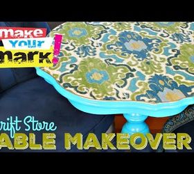 decoupaged fabric thrift store table makeover, decoupage, painted furniture