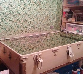 giving new life to an old trunk, painted furniture