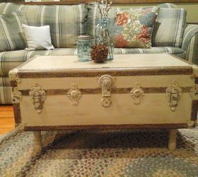giving new life to an old trunk, painted furniture