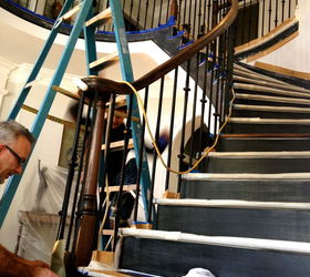 piano black sprayed finish, foyer, painting, stairs