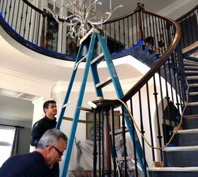 piano black sprayed finish, foyer, painting, stairs