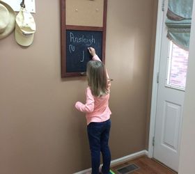repurposed kitchen cabinet door covers ugly fuse box, chalkboard paint, diy, hvac, repurposing upcycling, She Loves It