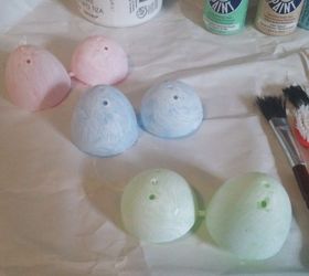 more painted plastic eggs, crafts, easter decorations, seasonal holiday decor, painted with white chalky paint