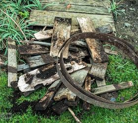 an unexpected upscale garden art orb thanks to a broken barrel, crafts, outdoor furniture, repurposing upcycling