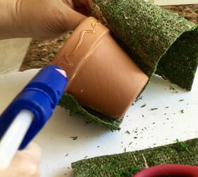 spring moss covered pots, container gardening, crafts, gardening