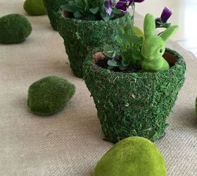 spring moss covered pots, container gardening, crafts, gardening