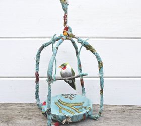 gorgeous spring fabric birdcages, crafts