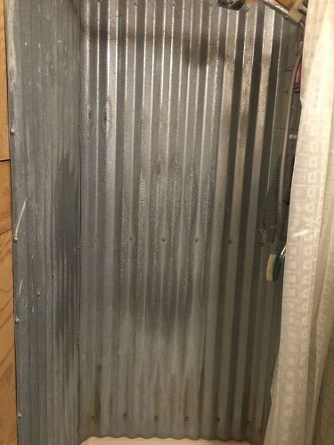 tin shower barn anyone bathroom repurpose hometalk daily