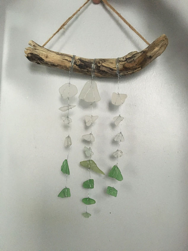Sea Glass Drift Wood Wind Chime From Vacation Mementos Hometalk Sea Glass Drift Wood Wind Chime From Vacation Mementos Crafts Outdoor Living
