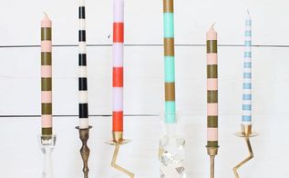 striped taper candles, crafts