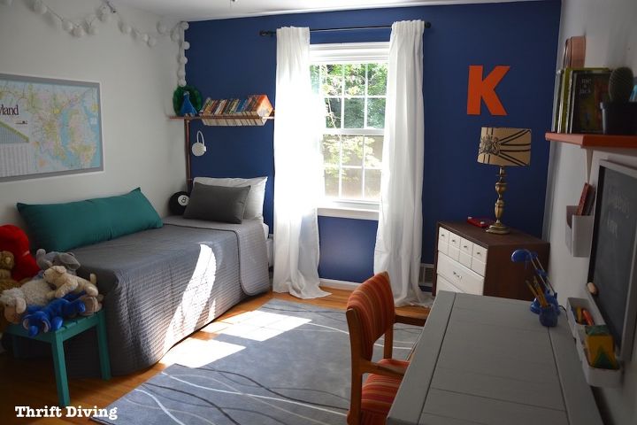 BEFORE AFTER Boy 39 S Blue Accent Wall Bedroom Makeover