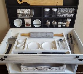 from fishing tackle box to kitchen island, kitchen design, kitchen island, painted furniture, repurposing upcycling, So much hidden storage