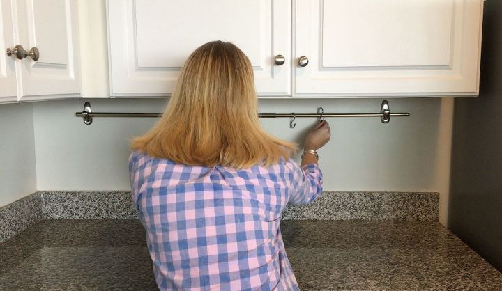 Declutter Kitchen Countertop With A Curtain Rod | Hometalk