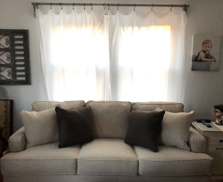 Rustic Curtain Rod Amp Corbels With Sheet Curtains Hometalk