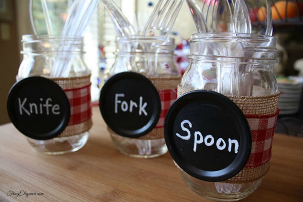 s get rid of kitchen countertop clutter with 13 clever mason jar ideas, countertops, kitchen design, mason jars, organizing, Have your utensils drying in something pretty