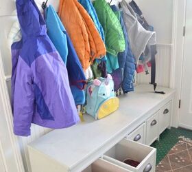 homemade mudroom, diy, foyer, organizing, repurposing upcycling, storage ideas