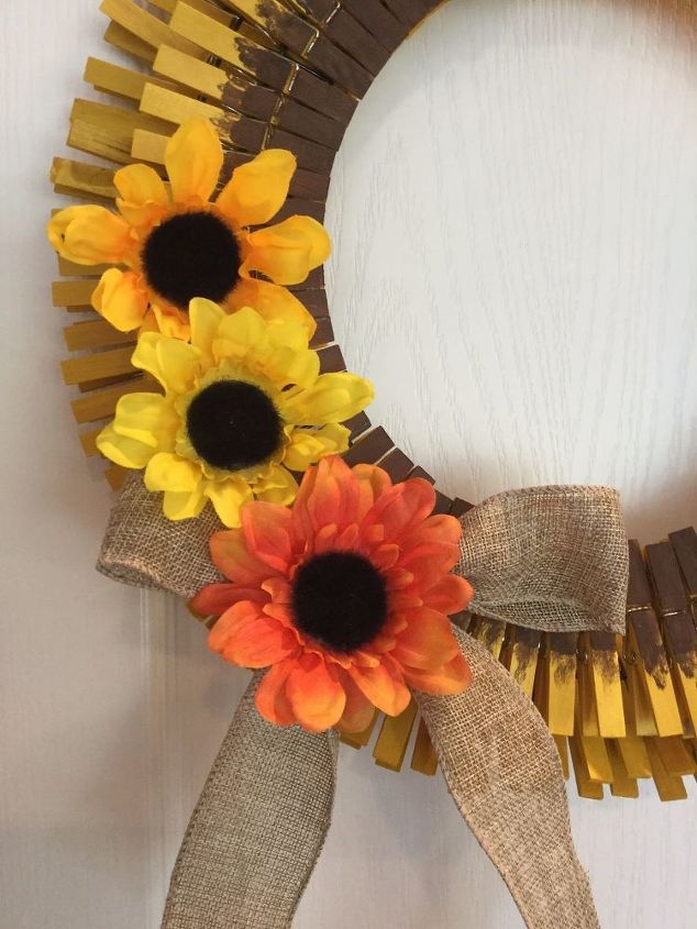 easy clothespin sunflower wreath