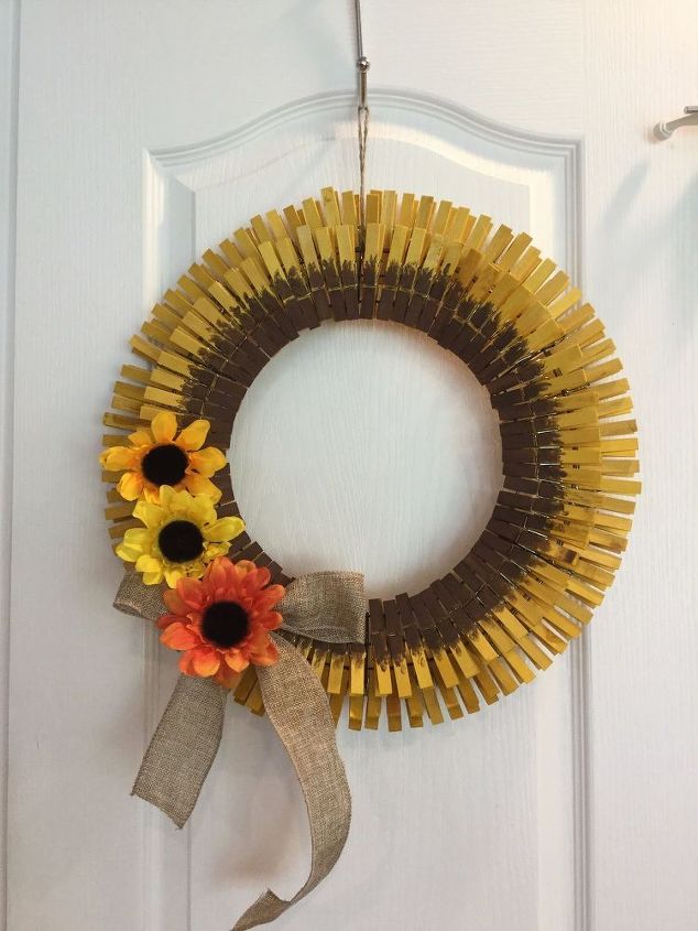 easy clothespin sunflower wreath