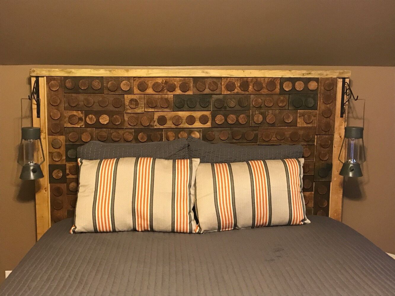 s these are the diy headboard ideas you ve been dreaming of, Assemble This Playful Wooden Lego Board