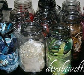 vintage inspired craft room home office, craft rooms, home decor, home office, mason jars store ribbon scraps