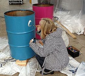 oil drum up cycle, container gardening, gardening, painting, repurposing upcycling, Step 3 Sketch your face on the drum with pencil Paint your details using a good artist brush and acrylic craft paint