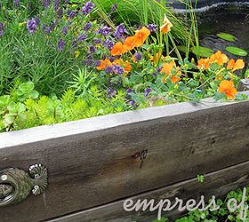 build a pond in a box, outdoor living, ponds water features, Lavender and self seeding pansies gave the pond some vibrant colour