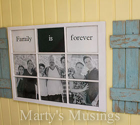 want to know what to do with an old window and some fence boards, crafts, diy, painting, repurposing upcycling, woodworking projects, Old window frame and fence boards turned into Family Photo Display