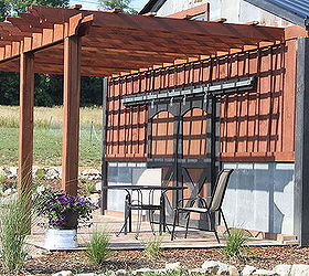 pergola season helpful tips to building your own, diy, outdoor living, woodworking projects, Our barn pergola a lean to style pergola
