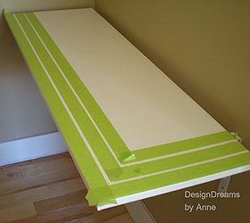 desk and chair with grain sack stripes, bedroom ideas, diy, home decor, painted furniture, Masking tape makes it easy to get straight lines