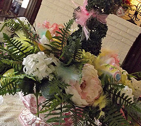 my easter table in paisley and pink, easter decorations, seasonal holiday d cor, Spring colored blooms and a cute bunny topiary