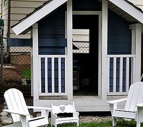 the playhouse project dressing up the playhouse, diy, how to, outdoor living, I ve painted it and added some adirondack chairs