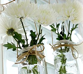 mason jar window treatment, crafts, home decor, mason jars, repurposing upcycling, I used Command hooks to hang them for a more permanent treatment I recommend you use permanent hooks