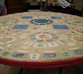 mosaic table for the patio or garden, outdoor furniture, painted furniture, tiling, Painted the grout on the edge with outdoor high gloss paint