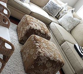 re upholstery, home decor, reupholster, recovering these ottomans