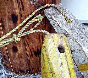 cable spool and old barrel table, painted furniture, repurposing upcycling, rustic furniture, wood burned in center