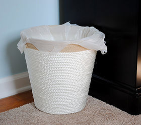 the nautical nursery that changed our lives, bedroom ideas, home decor, Yes even the trash can is rope I trimmed a cheap IKEA trash can with rope and sisal and the look was classy yet beach inspired