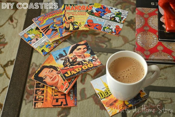 diy comic book cork coasters, crafts, decoupage, home decor, repurposing upcycling