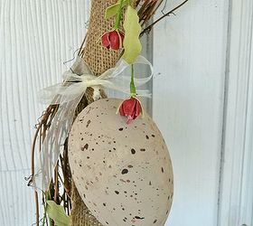 decorating the front porch for easter, easter decorations, seasonal holiday d cor, Painting bright plastic Easter eggs was a cheap way to add eggs to the garland