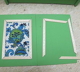 before amp after the makeover of a wooden play kitchen, chalk paint, diy, how to, painted furniture, I cut my own trim and glued it down to the doors with Gorilla Glue See the blog post for a short video on how NOT t use Gorilla Glue