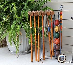 summertime porch with a vintage flair, gardening, outdoor living, porches, It took me forever to find a vintage croquet set that I loved