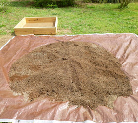 building our first sfg square foot garden, diy, flowers, gardening, how to, raised garden beds, woodworking projects, Here is our Mel s Mix mixed