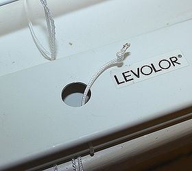 how to shorten faux wood blinds, home maintenance repairs, how to, window treatments, windows, Thread the main pulley strings through the holes on the bottom rail and knot Your blinds may only have a central hole in the top of the rail or you could have two small holes on the side depending on the manufacturer