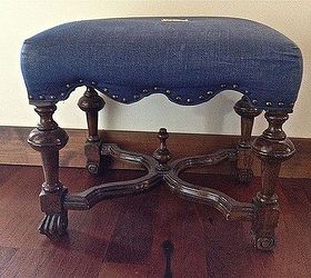 a groovy shaggy ottoman to rest my feet, flooring, painted furniture, The thrift store ottoman I bought for 20