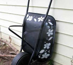 stencil your garden gear, crafts, gardening, painting, I made just one stencil fitting the side of the wheelbarrow and used it for everything including the lawnmower