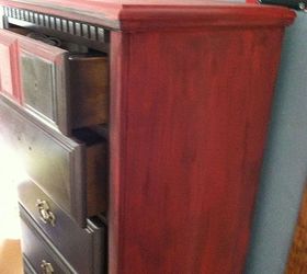 upcycled chalk painted dresser, chalk paint, painted furniture, one coat of red